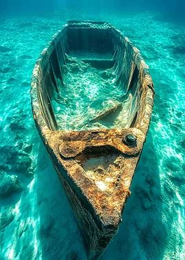 Sunken Boat in Turquoise Water