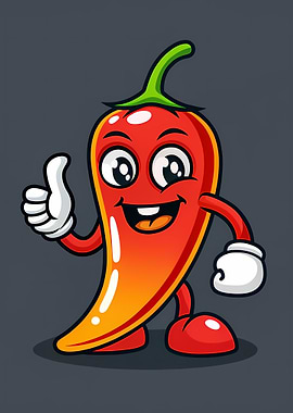 Smiling Red Chili Pepper Mascot Giving Thumbs Up — Cartoon Spicy Character