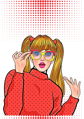 Pop Art Girl with Glasses