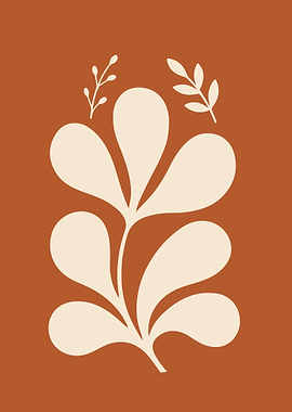 Minimalist Floral Art on Terracotta Background
