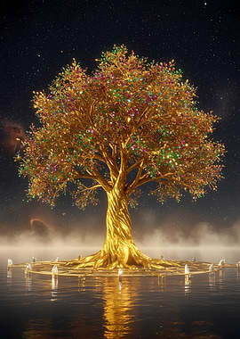 Golden Tree of Life in Water