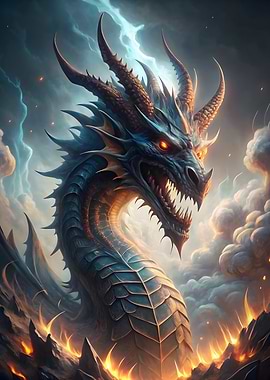 Dragon in Stormy Landscape
