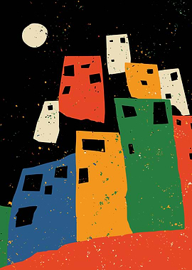 Colorful Abstract Cityscape at Night