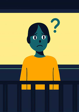 Confused Cartoon Character with Question Mark