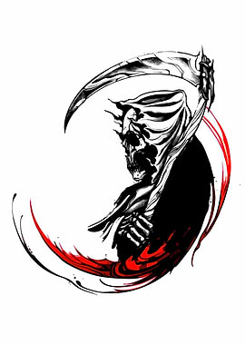 Grim Reaper Ink Illustration