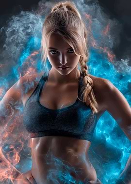 Athletic Woman Surrounded by Energy