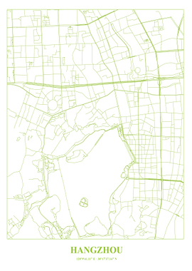 Hangzhou City Map - Minimalist Green