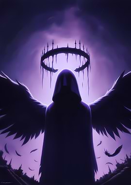 Dark Angel with Crown and Wings