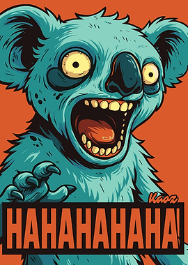 Creepy Koala Laughing Cartoon Illustration