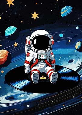Astronaut Sitting Vinyl Record Space