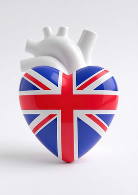 Union Jack Heart with Anatomical Detail