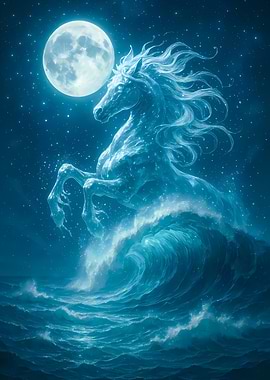 Celestial Horse Rising from the Ocean