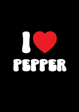 I Love Pepper Vegetable Text Art