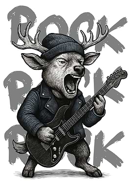 Rock and Roll Deer Guitarist