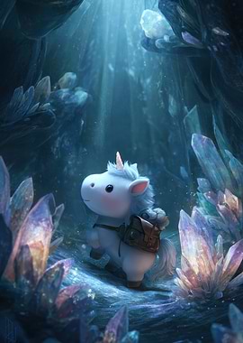 Cute Unicorn in Crystal Cave