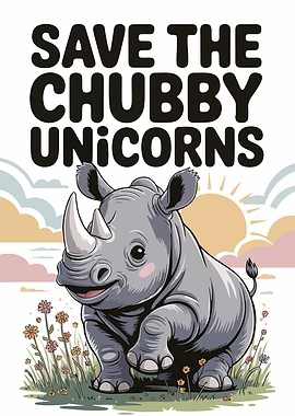 Save the Chubby Unicorns Rhino Art