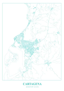 Cartagena City Map - Minimalist Design