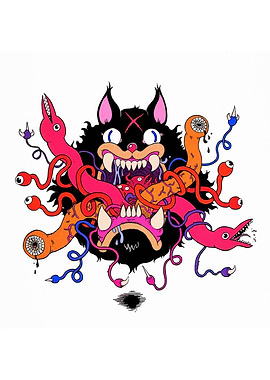 Surreal Cat Creature with Tentacles