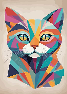 Geometric Cat Portrait