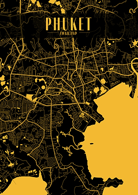 Phuket Golden Map Art