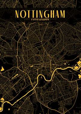 Nottingham Golden Map Art