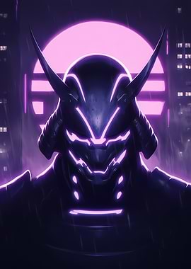 Cyberpunk Samurai in Neon Cityscape