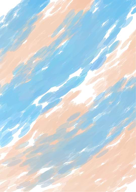 Abstract Blue and Peach Watercolor Strokes