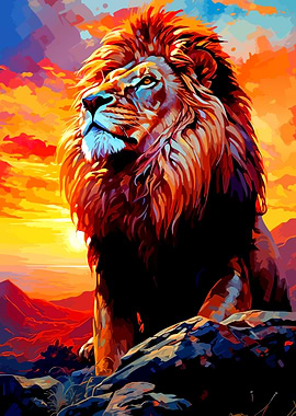 Majestic Lion at Sunset