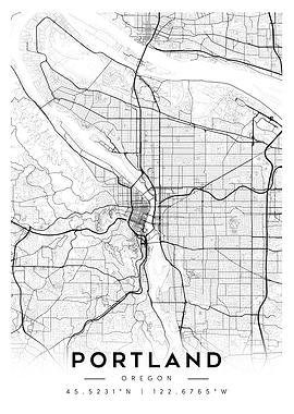 Portland Oregon City Map Art