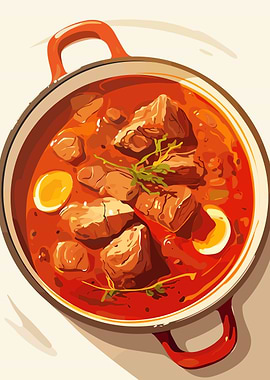 Hearty Stew in a Pot Illustration