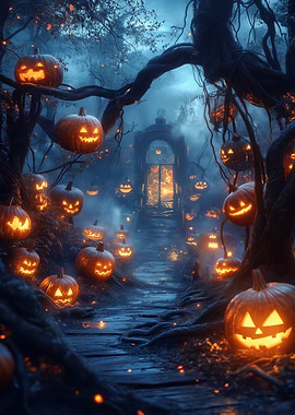 Halloween Pumpkin Path to Spooky Gate