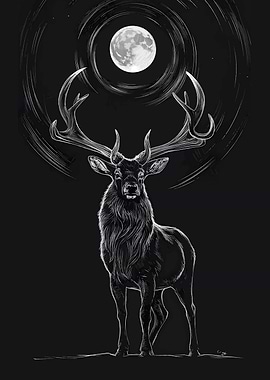 Majestic Deer Under the Moonlight