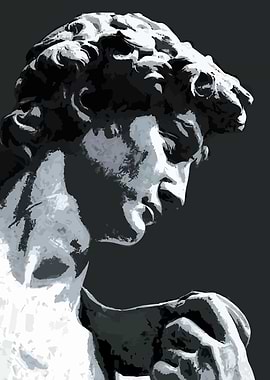 David Statue Monochrome Digital Art