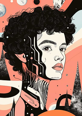 Abstract Portrait with Cosmic Background