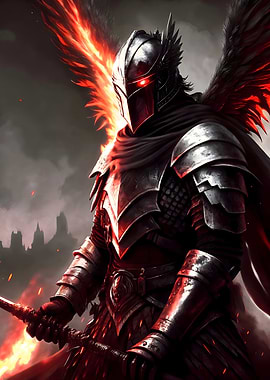 Fiery Knight with Wings