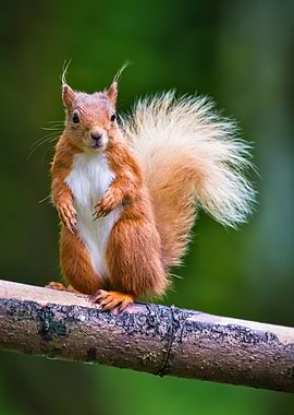 Red Squirrel Portrait on Branch
