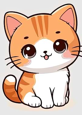 Cute Cartoon Orange Tabby Cat Illustration