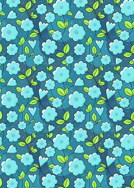 Floral Pattern with Blue Flowers