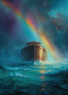 Noah's Ark Under a Rainbow