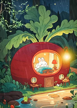 Cute Rabbit Sleeping Radish House