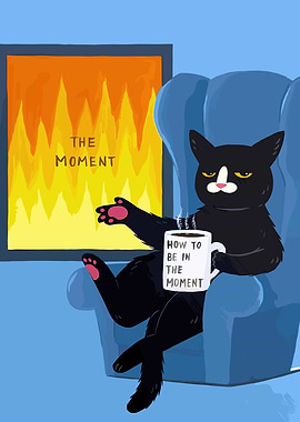 Cat in Chair with Coffee