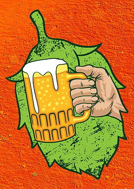 Beer Mug with Hops Illustration