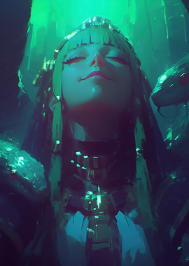 Egyptian Queen with Snakes Digital Art