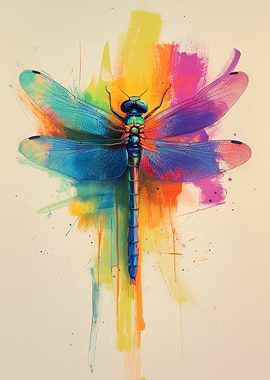 Colorful Dragonfly Art | Abstract dragonfly wall art