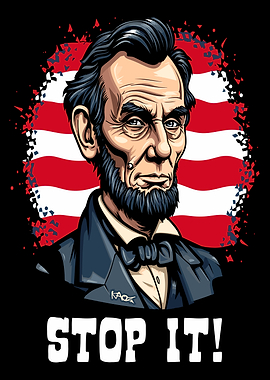 Abraham Lincoln Cartoon with American Flag