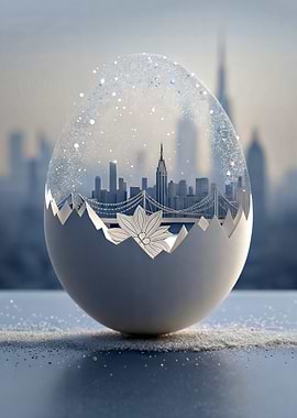 Egg with New York City inside