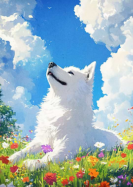 Dog Flower Field