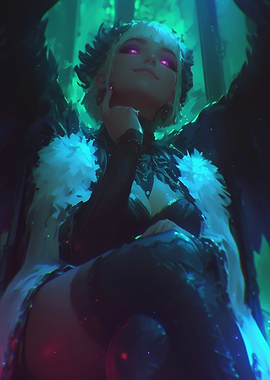 Winged Woman with Glowing Eyes