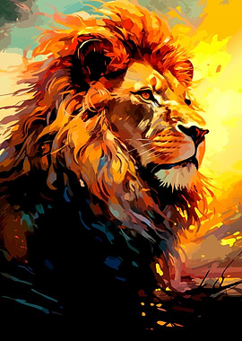 Majestic Lion Portrait in Warm Tones