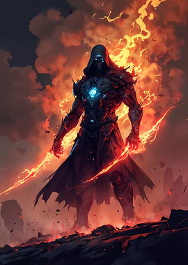 Fiery Hooded Warrior